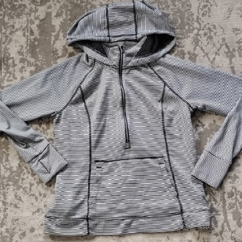 Tangerine Black and WhiteStripped  Light Weight Hoodie